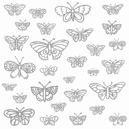 Наклейки для декора - Мерцающие бабочки, 4 листа 